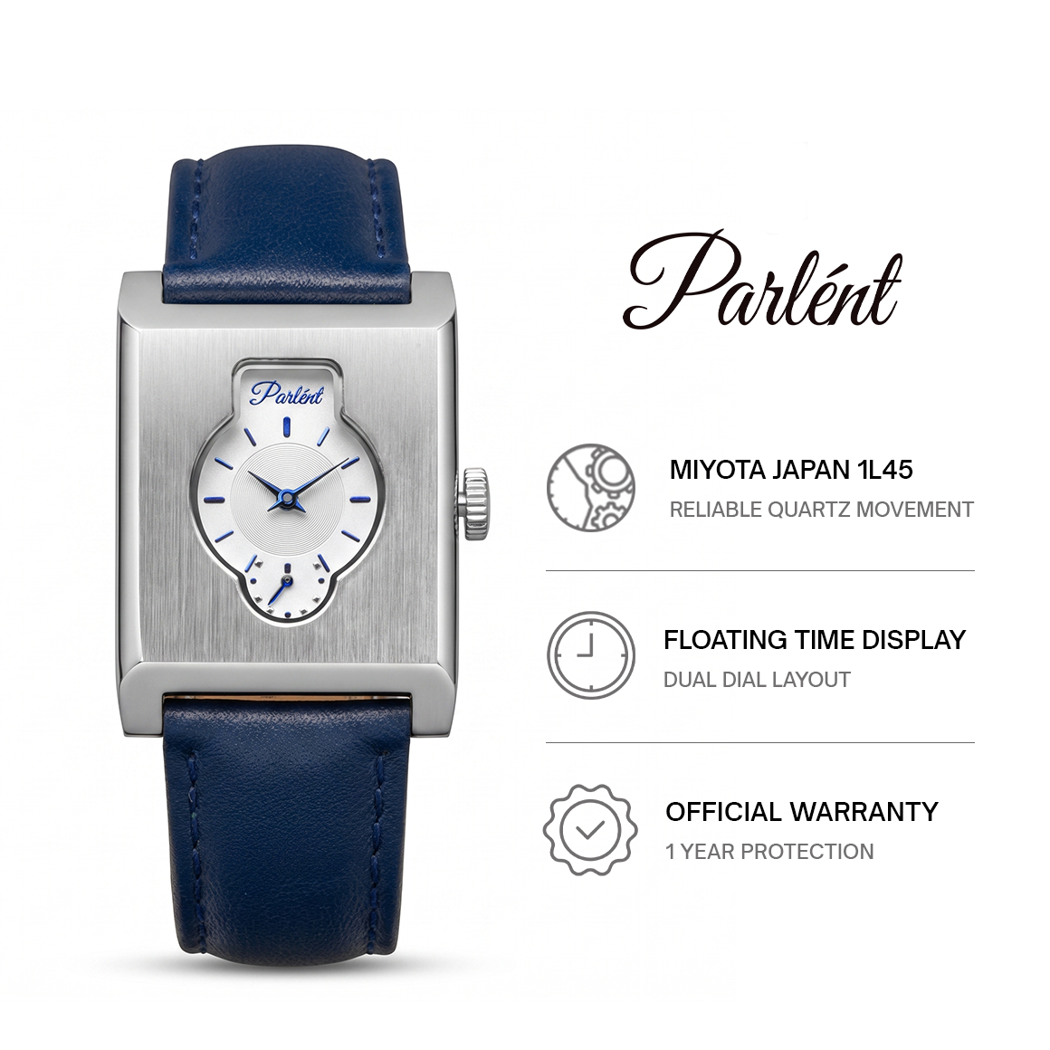 Parlent Zeal - Jam Tangan Pria 28mm x 38mm, Miyota Japan Quartz Movement, Waterproof 5ATM (50M), Stainless Steel