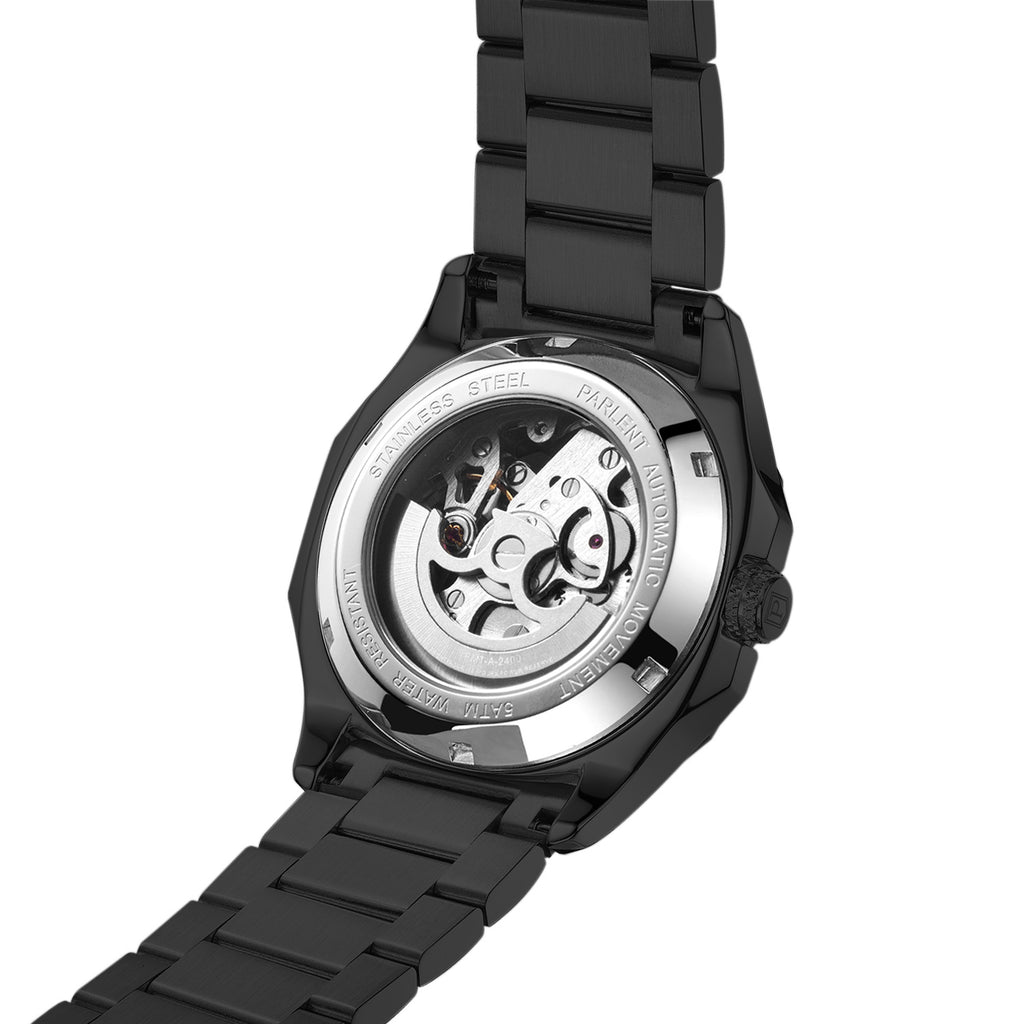Parlent Gallant Phantom Steel - Jam Tangan Pria 42mm, Automatic Movement, Waterproof 5ATM (50M), Stainless Steel