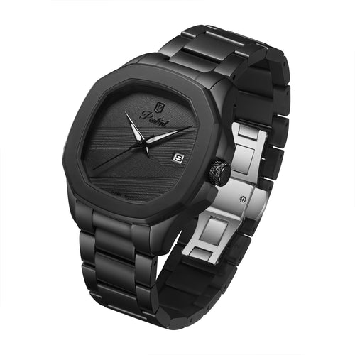 Parlent Gallant Graphite Steel - Jam Tangan Pria 42mm, Miyota Japan Quartz Movement, Waterproof 5ATM (50M), Stainless Steel