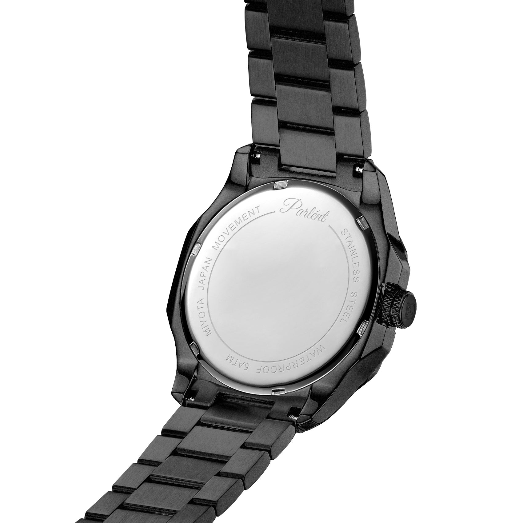 Parlent Gallant Graphite Steel - Jam Tangan Pria 42mm, Miyota Japan Quartz Movement, Waterproof 5ATM (50M), Stainless Steel