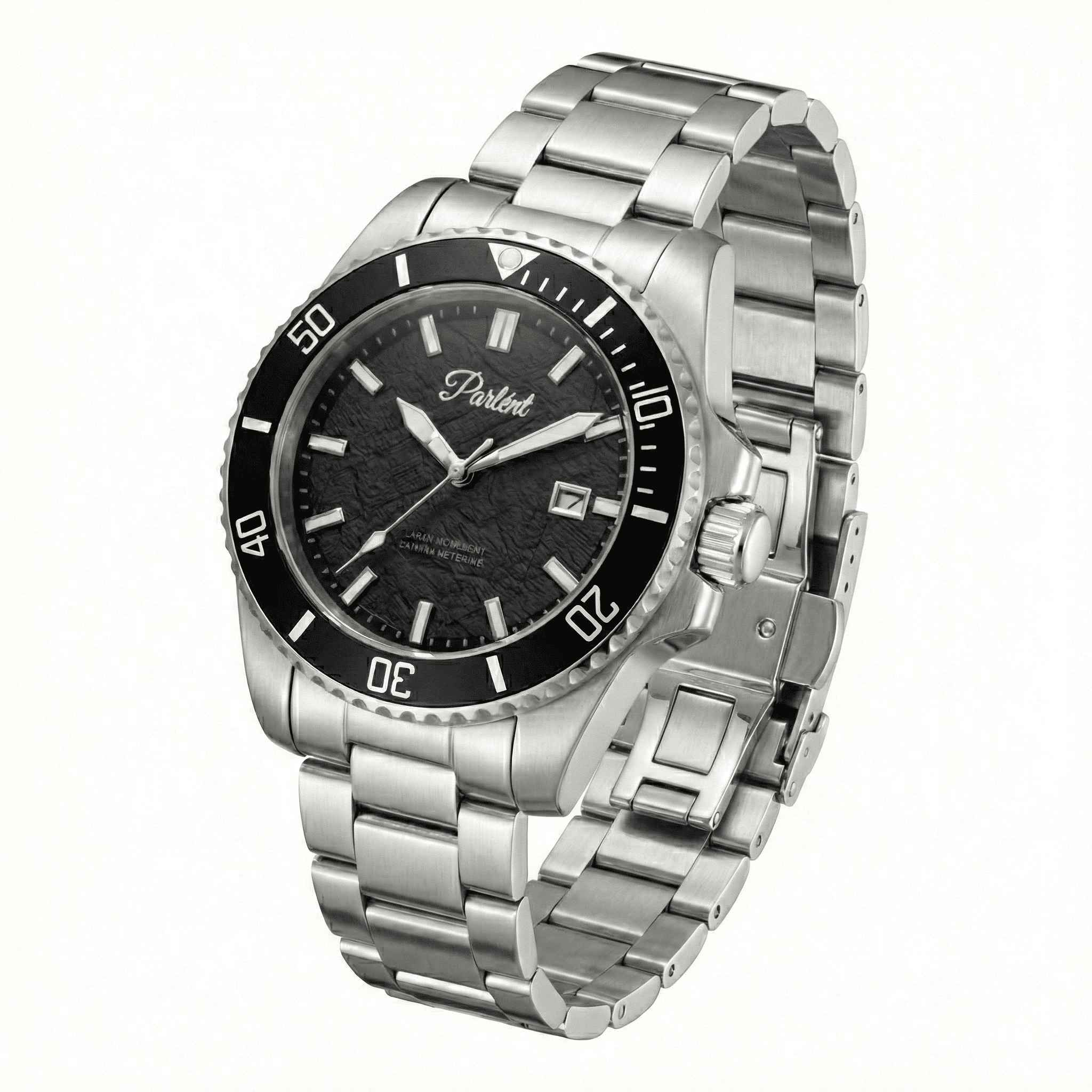 Parlent Crown Graphite - Jam Tangan Pria 40mm, Seiko Quartz Movement, Waterproof 5ATM (50M), Stainless Steel