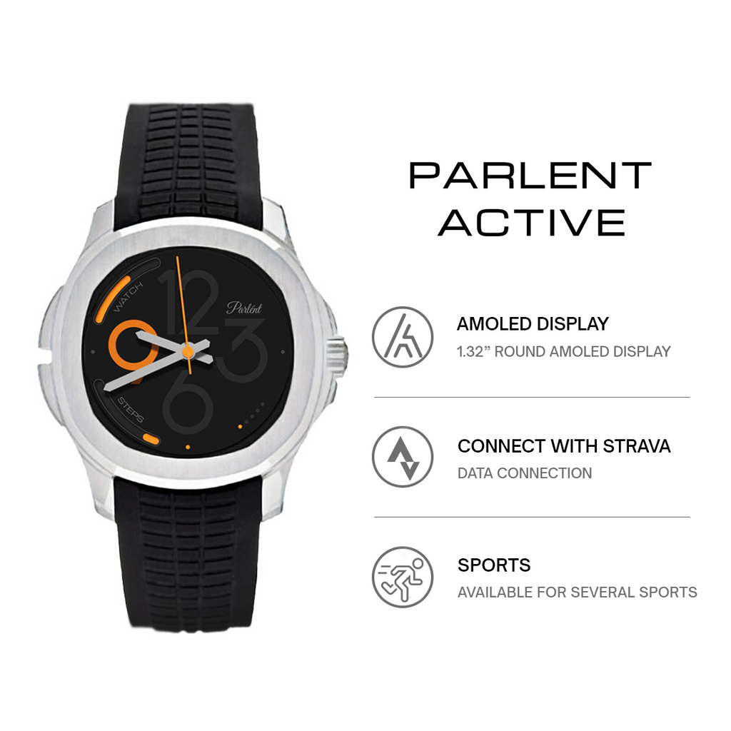 Parlent Radiant Active - Smartwatch Pria 43mm, Stainless Steel