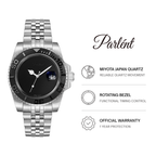 Parlent Crown Shadow - Jam Tangan Pria 40mm, Miyota Japan Quartz Movement, Waterproof 5ATM (50M), Stainless Steel