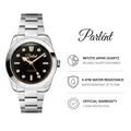 Parlent Averon - Jam Tangan Pria 38mm, Miyota Japan Quartz Movement, Waterproof 5ATM (50M), Stainless Steel