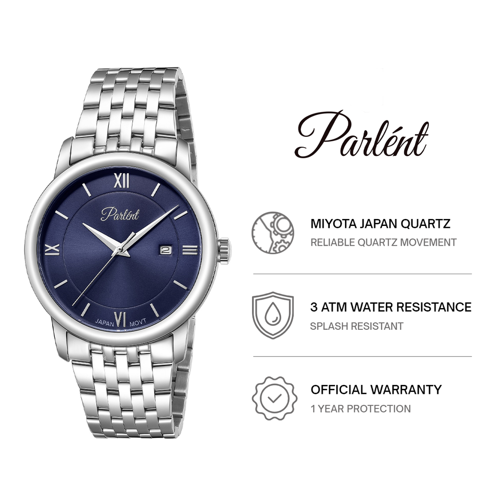 Parlent Lumos - Jam Tangan Pria 40mm, Miyota Japan Quartz Movement, Waterproof 3ATM (30M), Stainless Steel