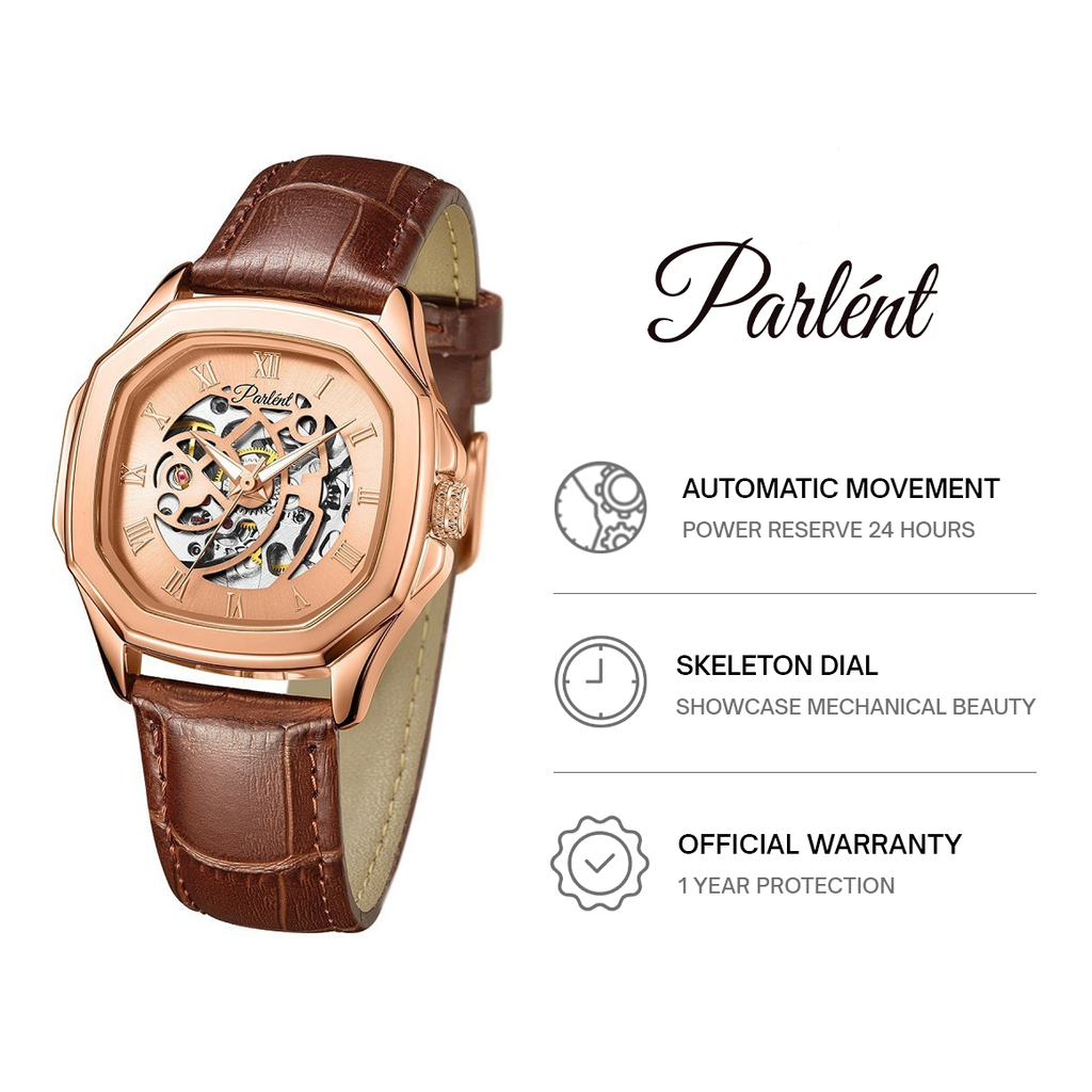Parlent Gallant Femme - Jam Tangan Wanita 34mm, Automatic Movement, Waterproof 5ATM (50M), Stainless Steel