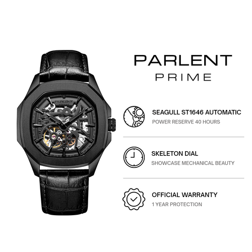 Parlent Gallant Phantom - Jam Tangan Pria 42mm, Automatic Movement, Waterproof 5ATM (50M), Stainless Steel