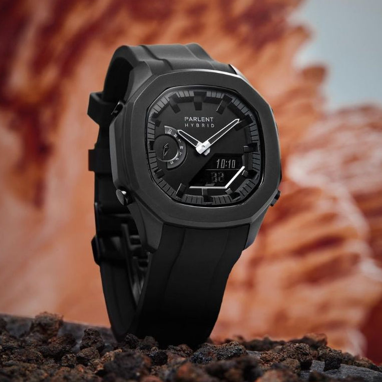 Parlent Gallant Hybrid Rubber - Jam Tangan Pria 42mm, Miyota Japan Quartz Movement, Waterproof 5ATM (50M), Stainless Steel