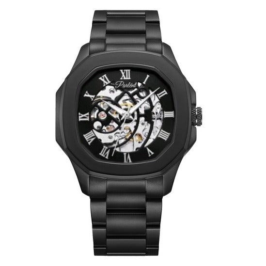 Parlent Gallant Vortex Steel - Jam Tangan Pria 42mm, Automatic Movement, Waterproof 5ATM (50M), Stainless Steel
