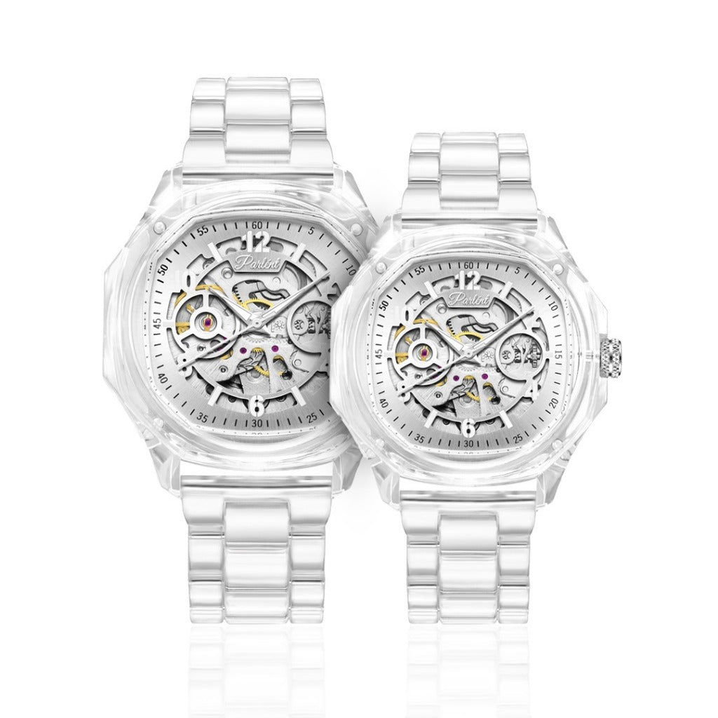 Parlent Couple Gallant Lite Glacier & Gallant Lite Glacier Femme - Couple Watch 42mm & 36mm, Automatic Movement, Waterproof 3ATM (30M), Polycarbonate