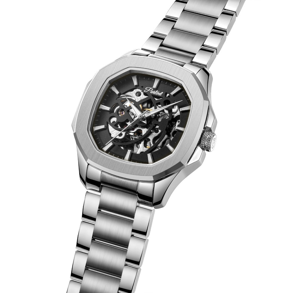 Parlent Gallant Vortex Edge Steel - Jam Tangan Pria 42mm, Automatic Movement, Waterproof 5ATM (50M), Stainless Steel