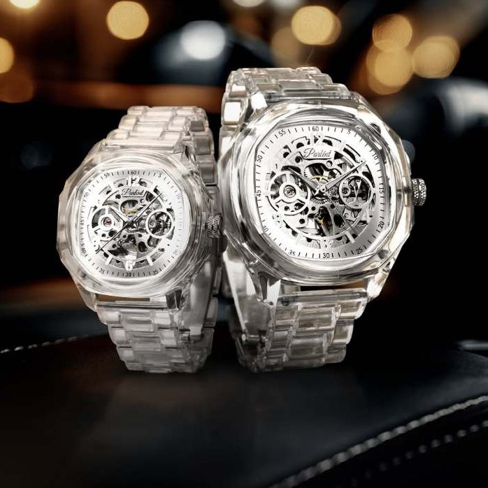 Parlent Couple Gallant Lite Glacier & Gallant Lite Glacier Femme - Couple Watch 42mm & 36mm, Automatic Movement, Waterproof 3ATM (30M), Polycarbonate