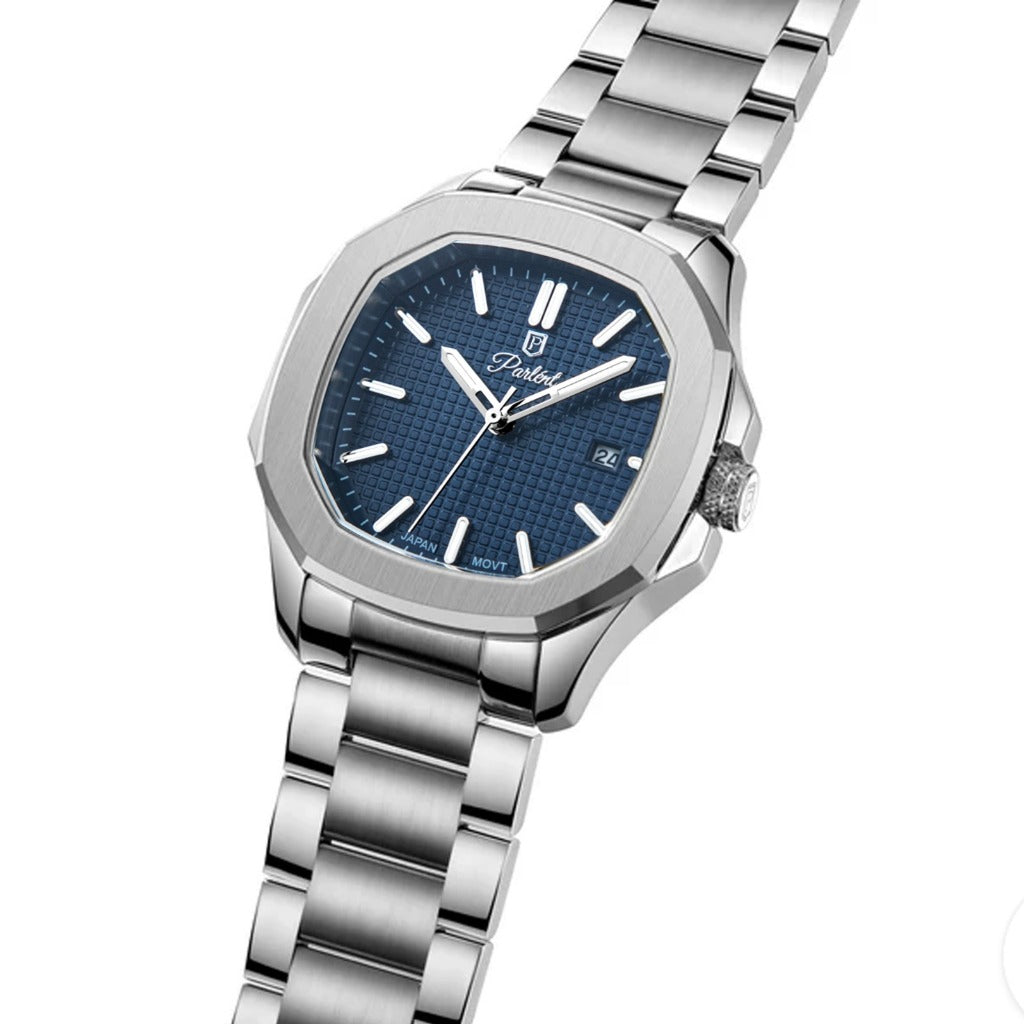 Parlent Phoenix Steel - Jam Tangan Pria 42mm, Miyota Japan Quartz Movement, Waterproof 5ATM (50M), Stainless Steel