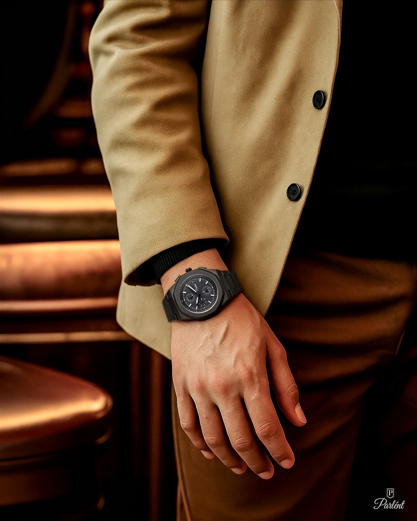 Parlent Palladium Day Date - Jam Tangan Pria 40mm, Miyota Japan Quartz Movement, Waterproof 5ATM (50M), Stainless Steel