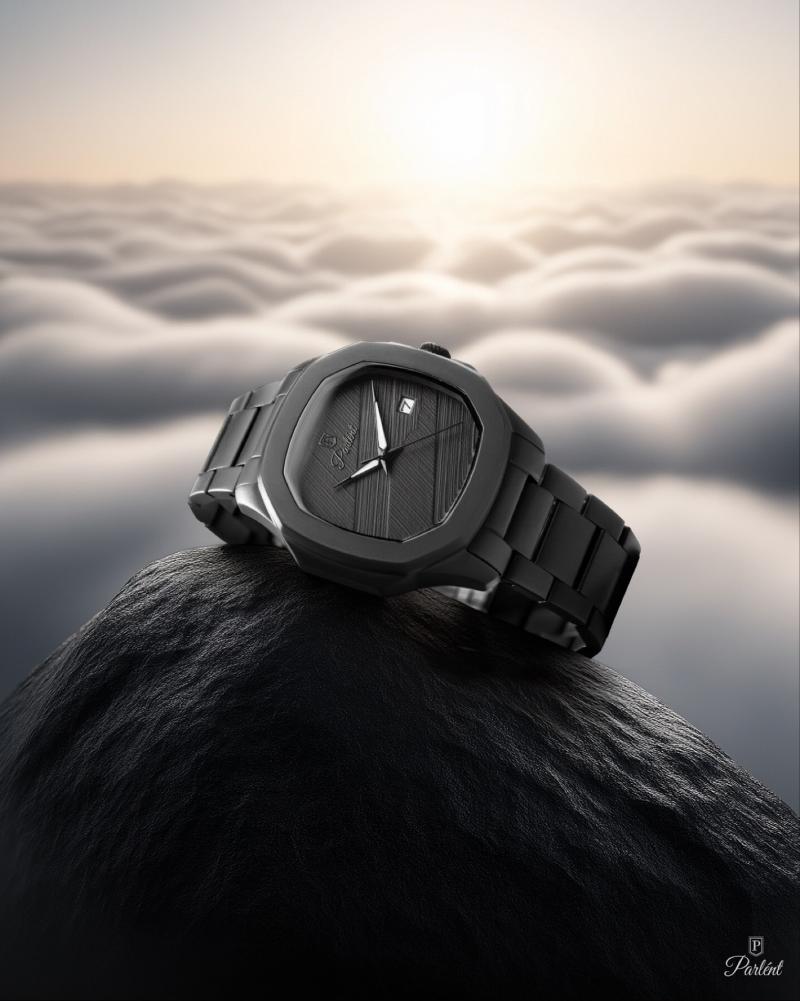 Parlent Gallant Graphite Steel - Jam Tangan Pria 42mm, Miyota Japan Quartz Movement, Waterproof 5ATM (50M), Stainless Steel