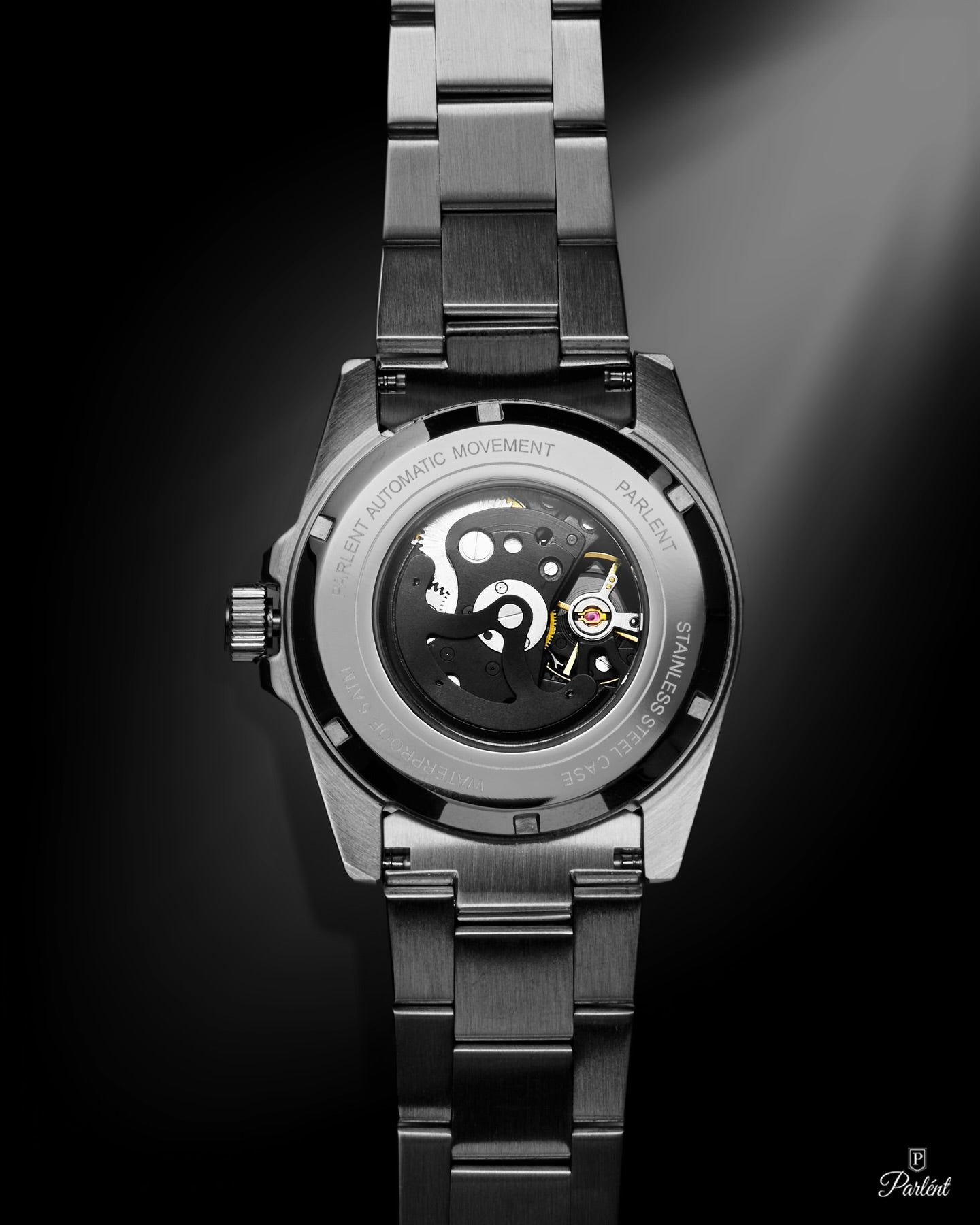 Parlent Crown Automatic - Jam Tangan Pria 40mm, Automatic Movement, Waterproof 5ATM (50M), Stainless Steel