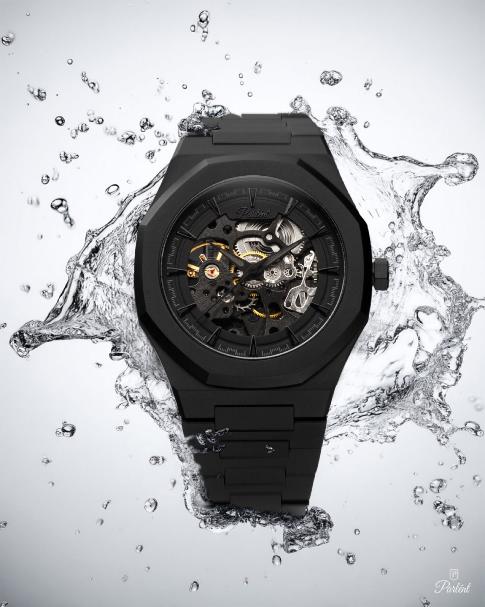 Parlent Palladium Phantom Steel - Jam Tangan Pria 40mm, Automatic Movement, Waterproof 5ATM (50M), Stainless Steel