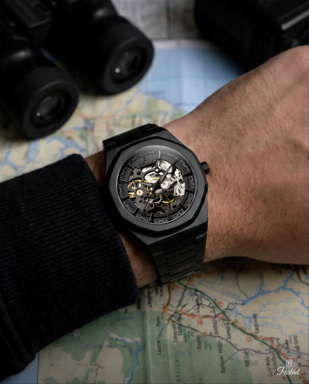 Parlent Palladium Phantom Steel - Jam Tangan Pria 40mm, Automatic Movement, Waterproof 5ATM (50M), Stainless Steel