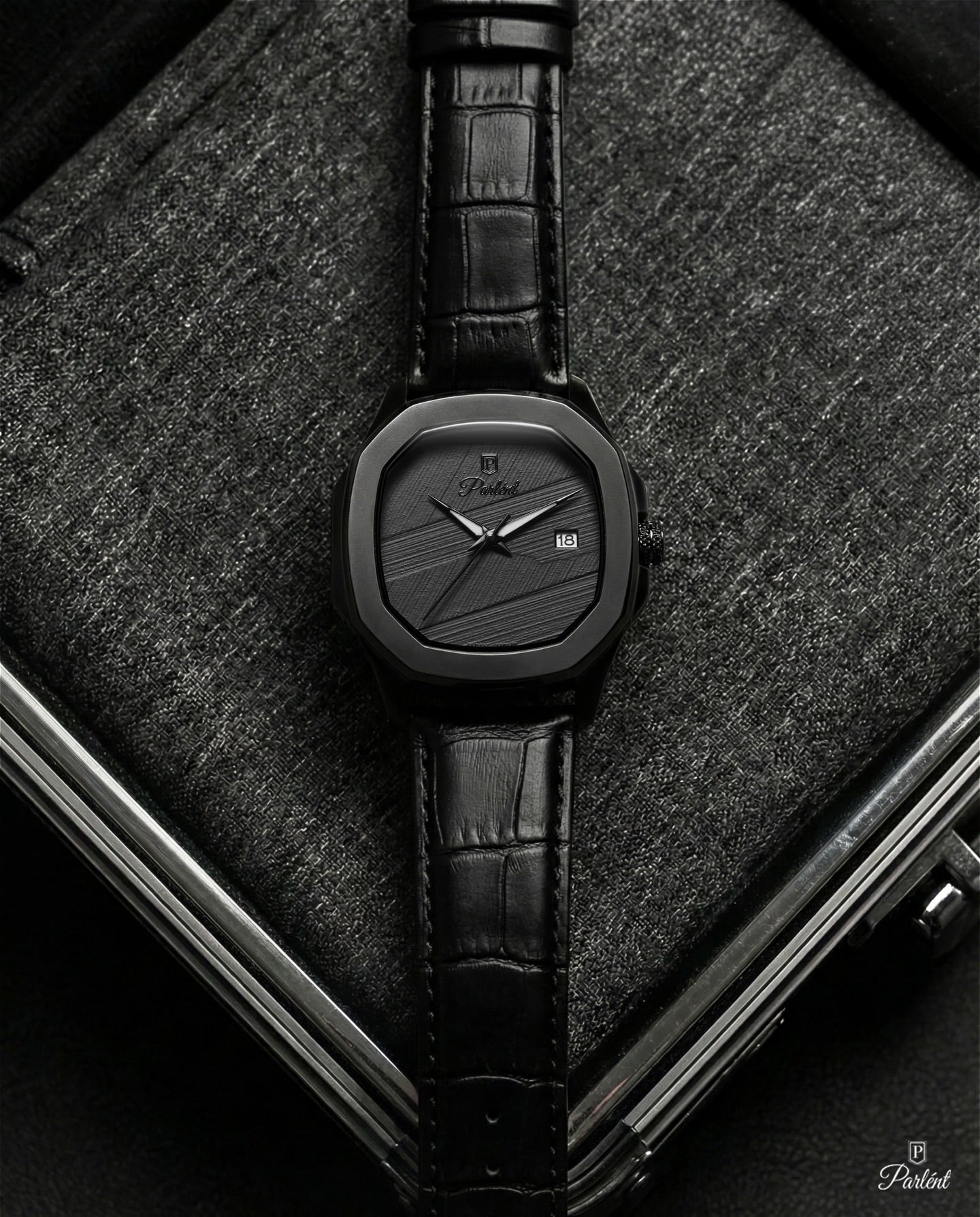 Parlent Gallant Graphite - Jam Tangan Pria 42mm, Miyota Japan Quartz Movement, Waterproof 5ATM (50M), Stainless Steel