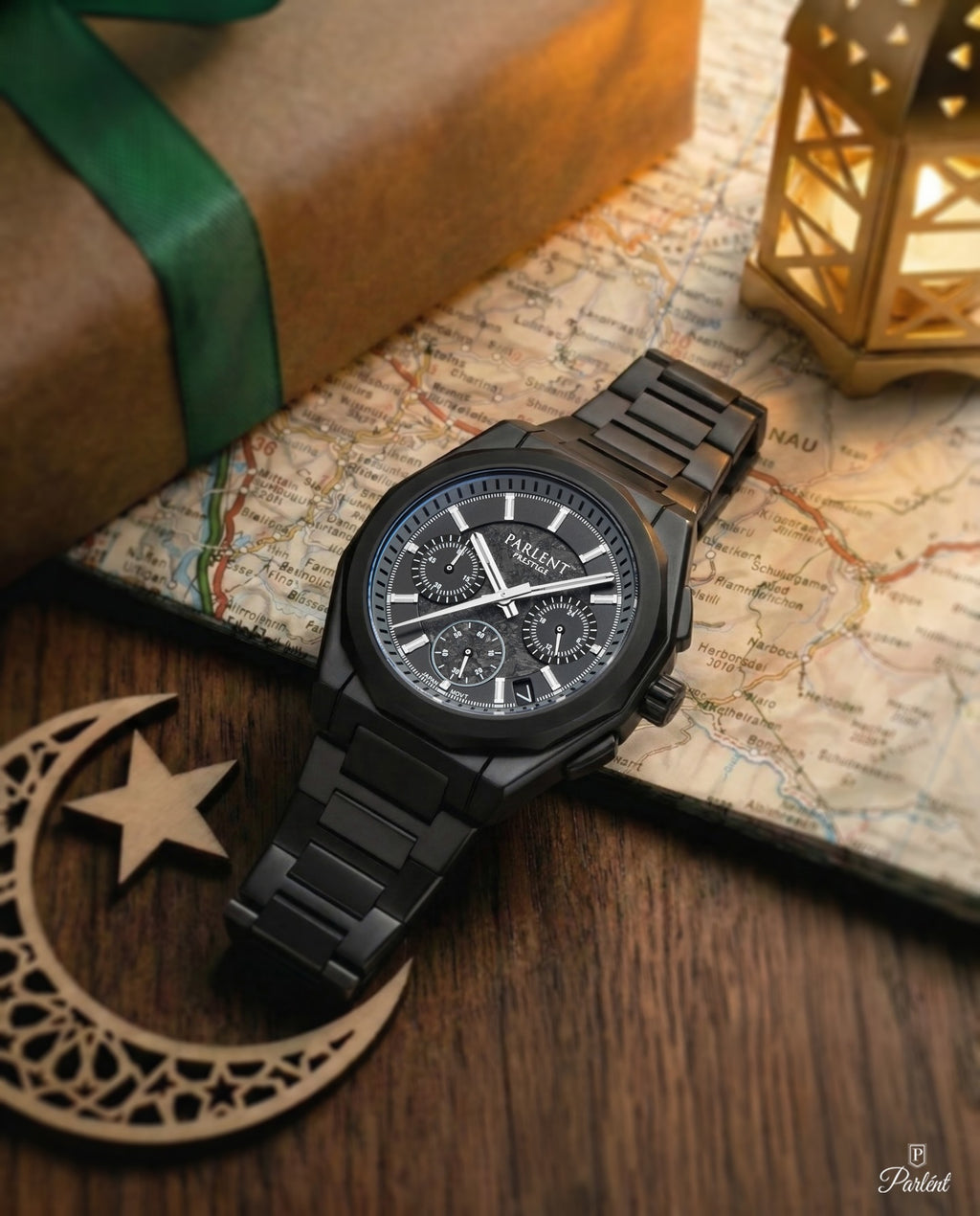 Parlent Prestige Stratos - Jam Tangan Pria 39mm, Seiko Japan VK63 Mecha-Quartz Movement, Waterproof 10ATM (100M), Stainless Steel