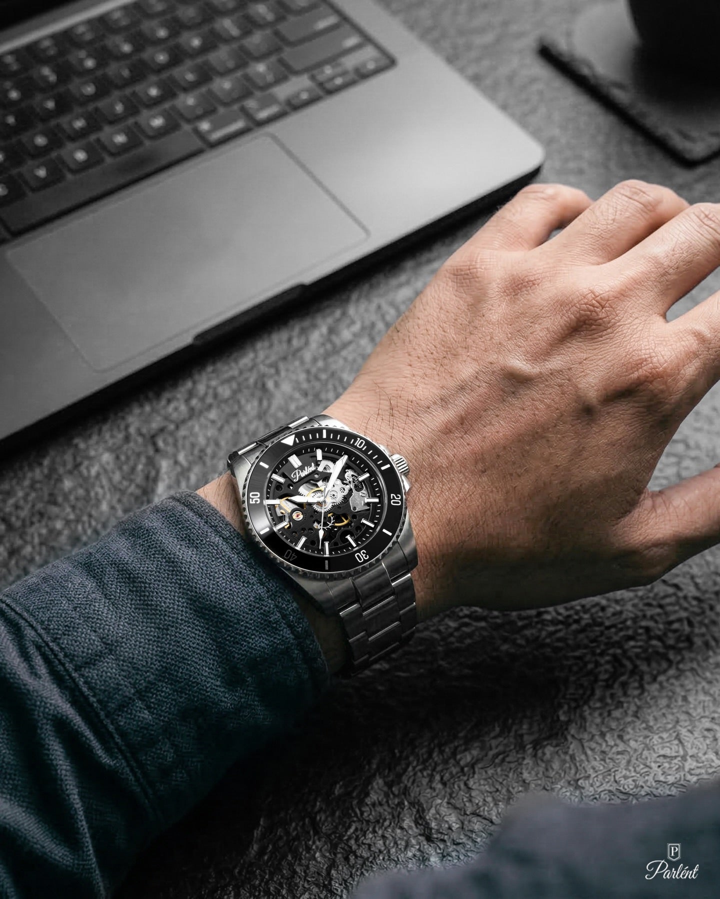 Parlent Crown Automatic - Jam Tangan Pria 40mm, Automatic Movement, Waterproof 5ATM (50M), Stainless Steel