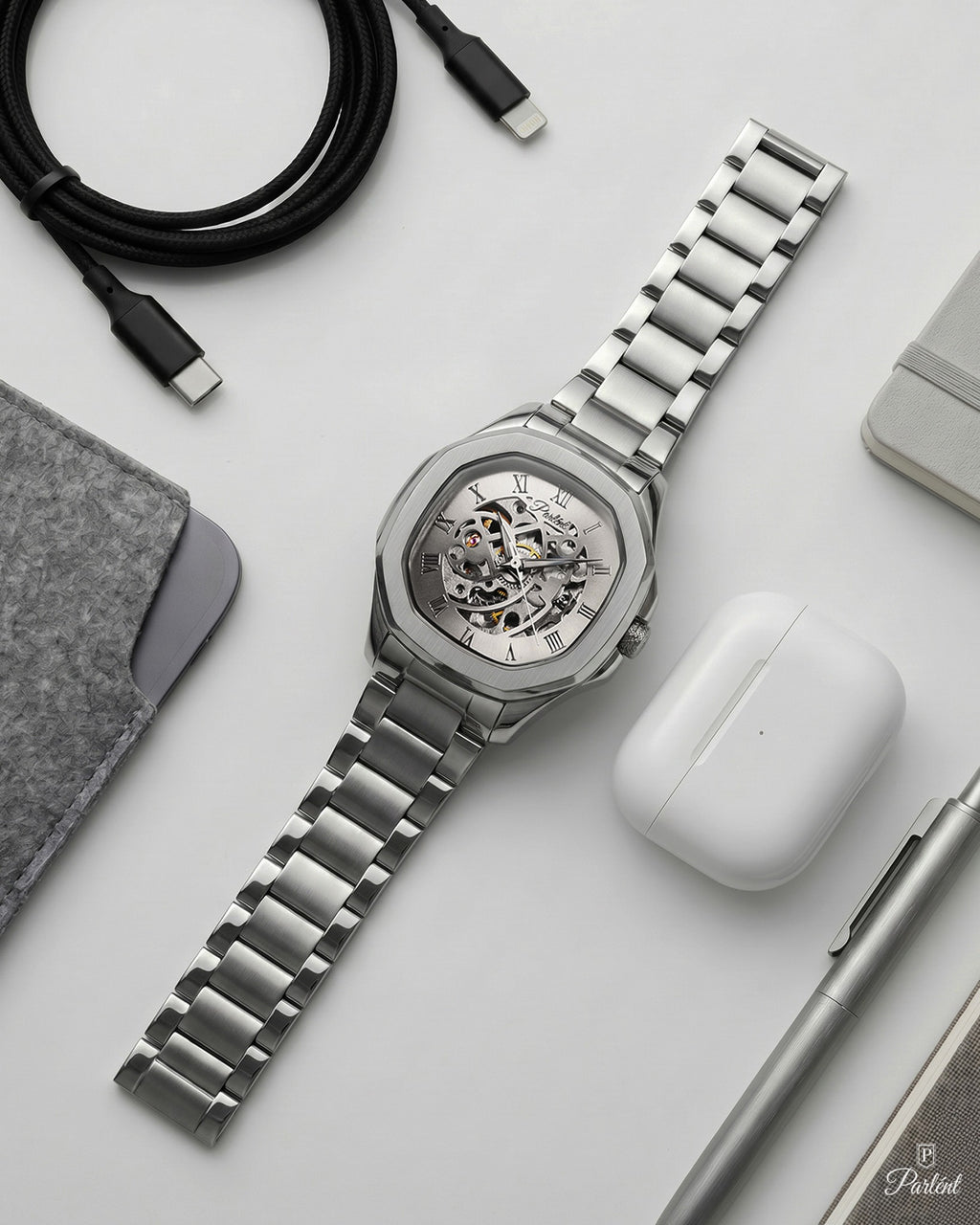 Parlent Gallant Femme Steel - Jam Tangan Wanita 34mm, Automatic Movement, Waterproof 5ATM (50M), Stainless Steel