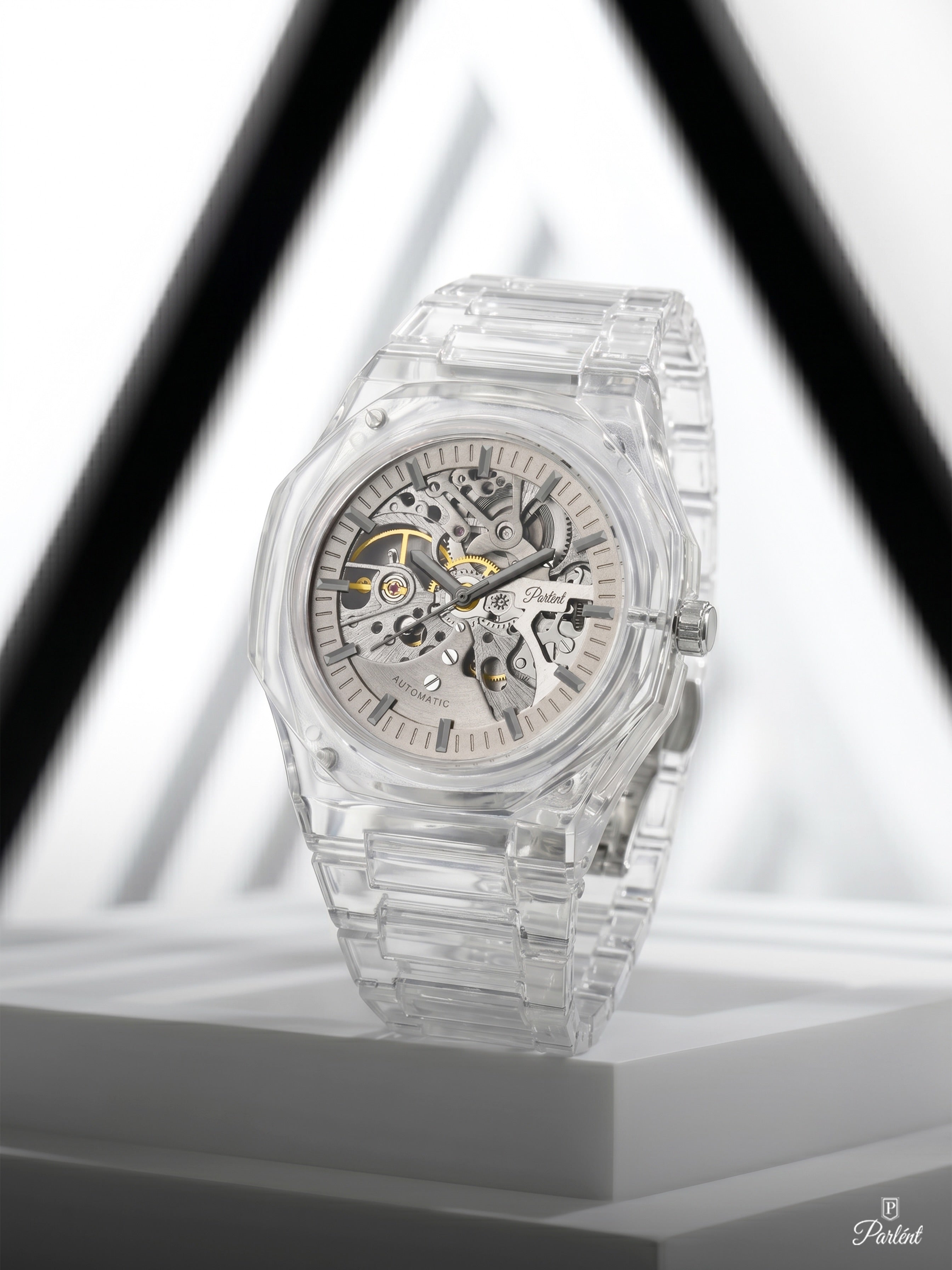 Parlent Palladium Lite Glacier - Jam Tangan Pria 40mm, Automatic Movement, Waterproof 3ATM (30M), Polycarbonate