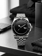 Parlent Crown Shadow - Jam Tangan Pria 40mm, Miyota Japan Quartz Movement, Waterproof 5ATM (50M), Stainless Steel