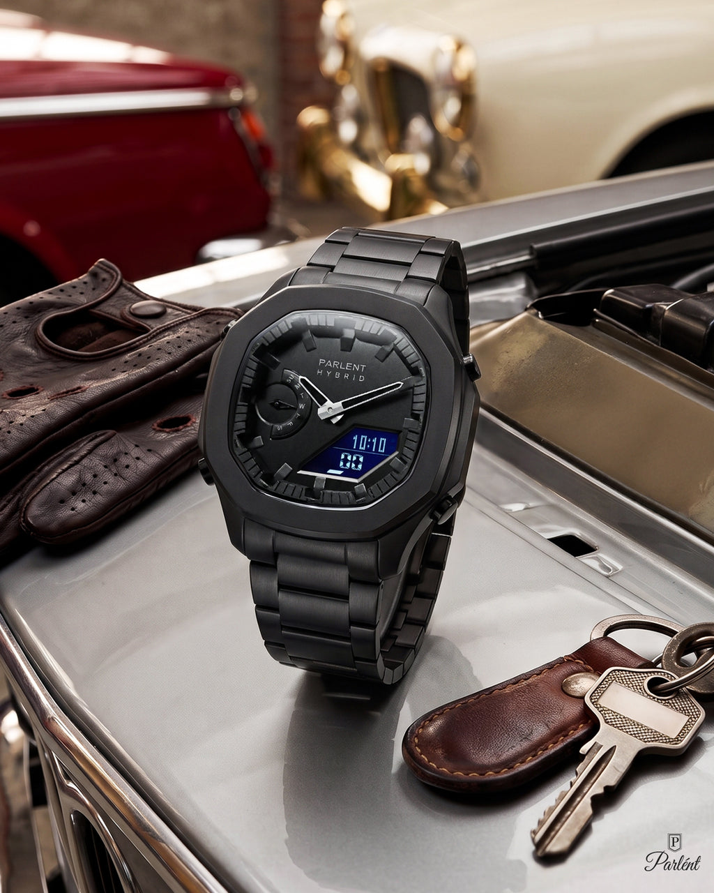 Parlent Gallant Hybrid Steel - Jam Tangan Pria 42mm, Miyota Japan Quartz Movement, Waterproof 5ATM (50M), Stainless Steel