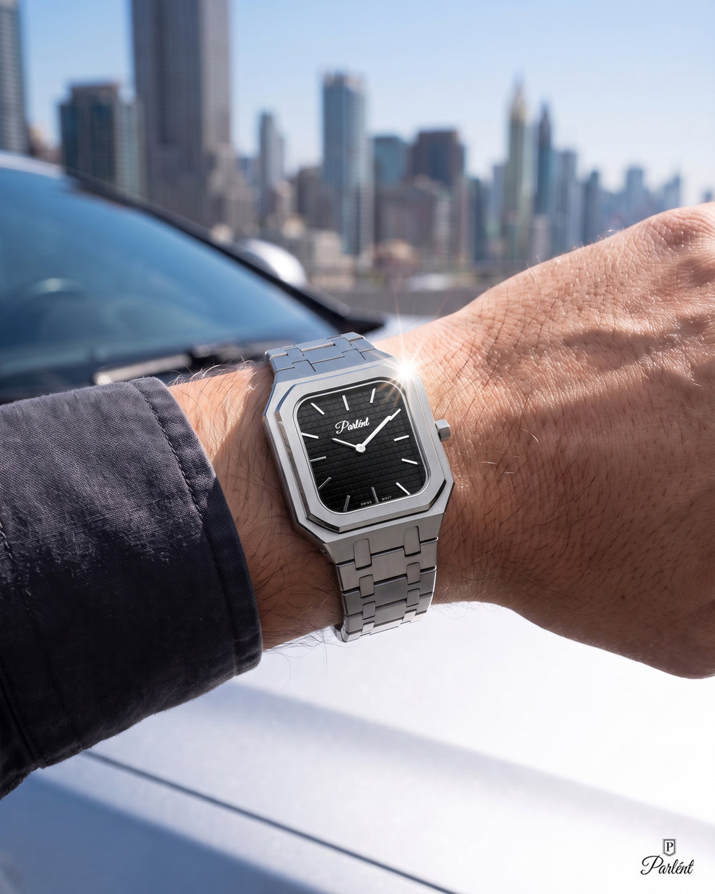 Parlent Cortez Prime - Jam Tangan Pria 40mm, Swiss Ronda 762 Quartz Movement, Waterproof 5ATM (50M), Stainless Steel
