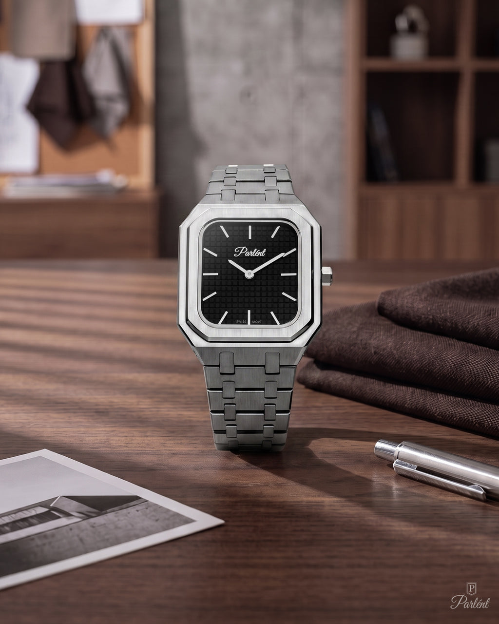 Parlent Cortez Prime - Jam Tangan Pria 40mm, Swiss Ronda 762 Quartz Movement, Waterproof 5ATM (50M), Stainless Steel